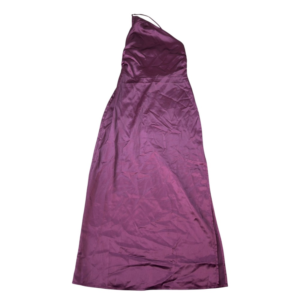 Lulus Womens Plum Purple Satin One-Shoulder Maxi Dress Size XS